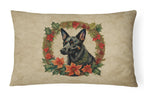 Australian Kelpie Christmas Flowers Throw Pillow