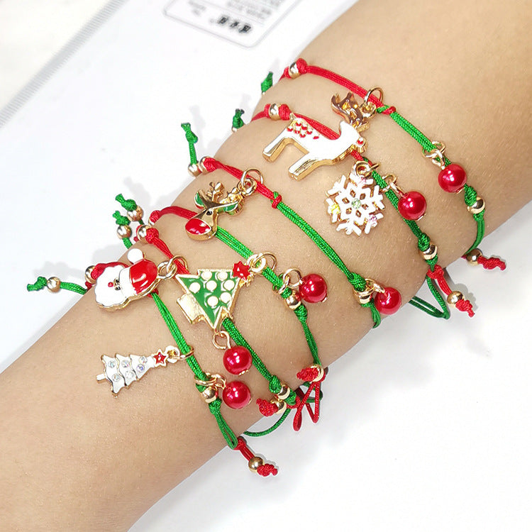 Santa Claus Snow Elk Christmas Tree Bracelet