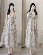 LIVA Floral Sheer Maxi Dress with Spaghetti Straps