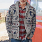 Men's Jacquard Long Sleeve Sweater Coat