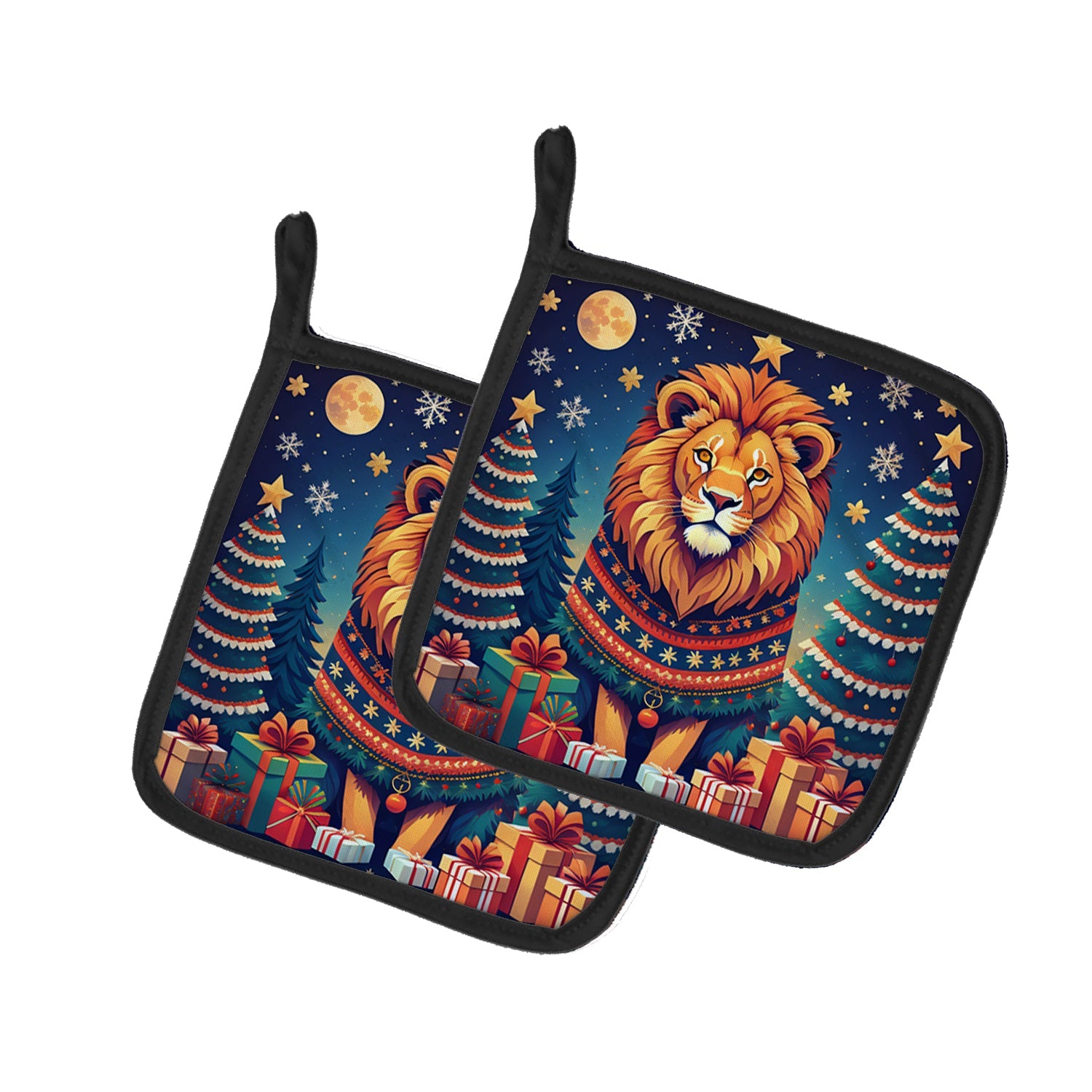 Lion Christmas Pair of Pot Holders