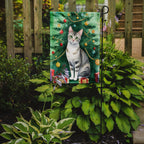 European Shorthair Cat By the Christmas Tree Garden Flag