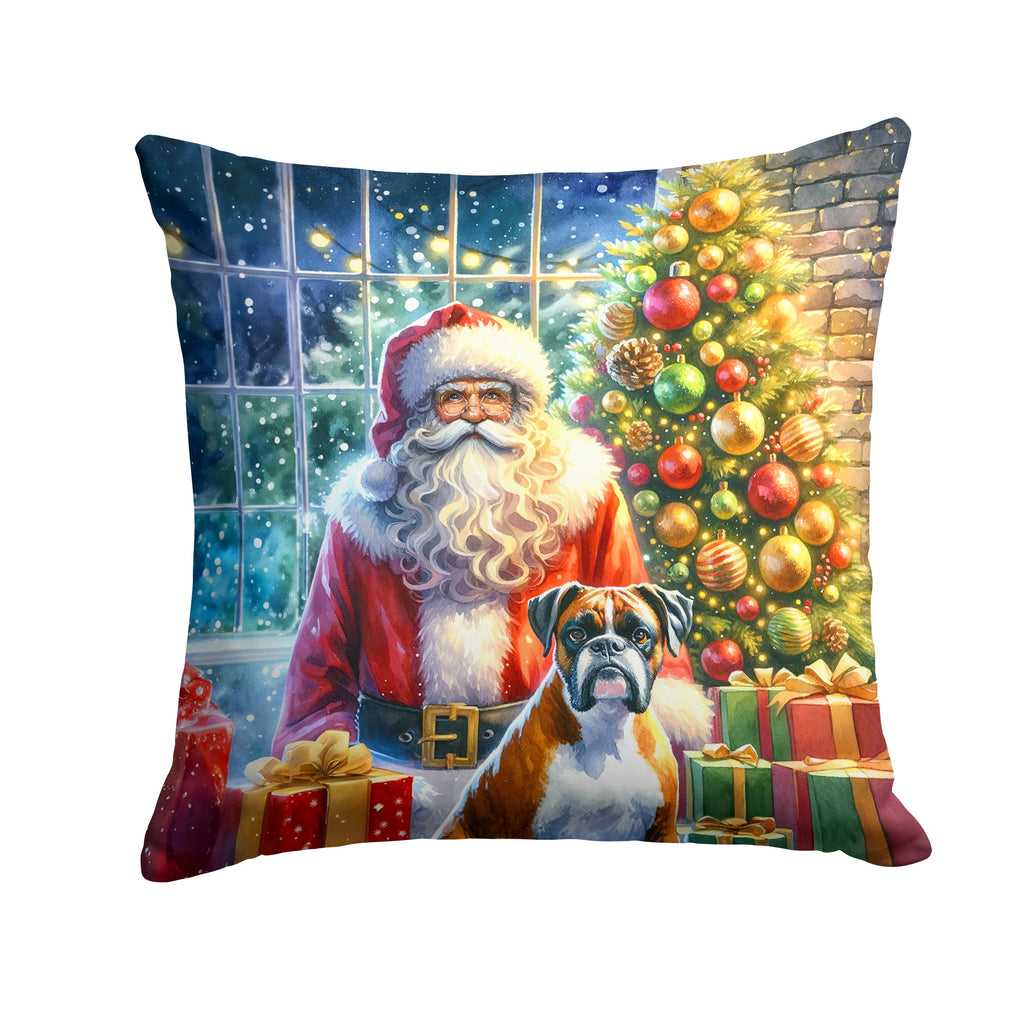 Boxer and Santa Claus Throw Pillow