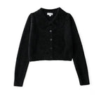 Knit Cardigan Jacket with Long Sleeves and Lapel Design