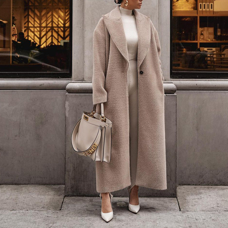 Women's Plush Long-sleeved Lapel Warm Jacket