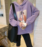 Large Casual Hooded Jacket with Cartoon Embroidery