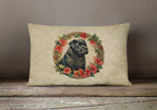 Bouvier des Flandres Christmas Flowers Throw Pillow