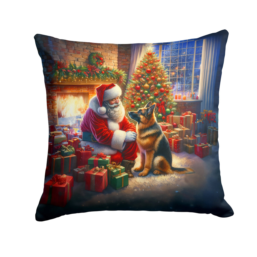 German Shepherd and Santa Claus Throw Pillow
