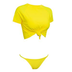 Knot-Style Split Swimsuit with Half-Sleeve Bikini