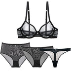 Varsbaby Sexy Transparent Mesh Lingerie Set (4 Pieces)