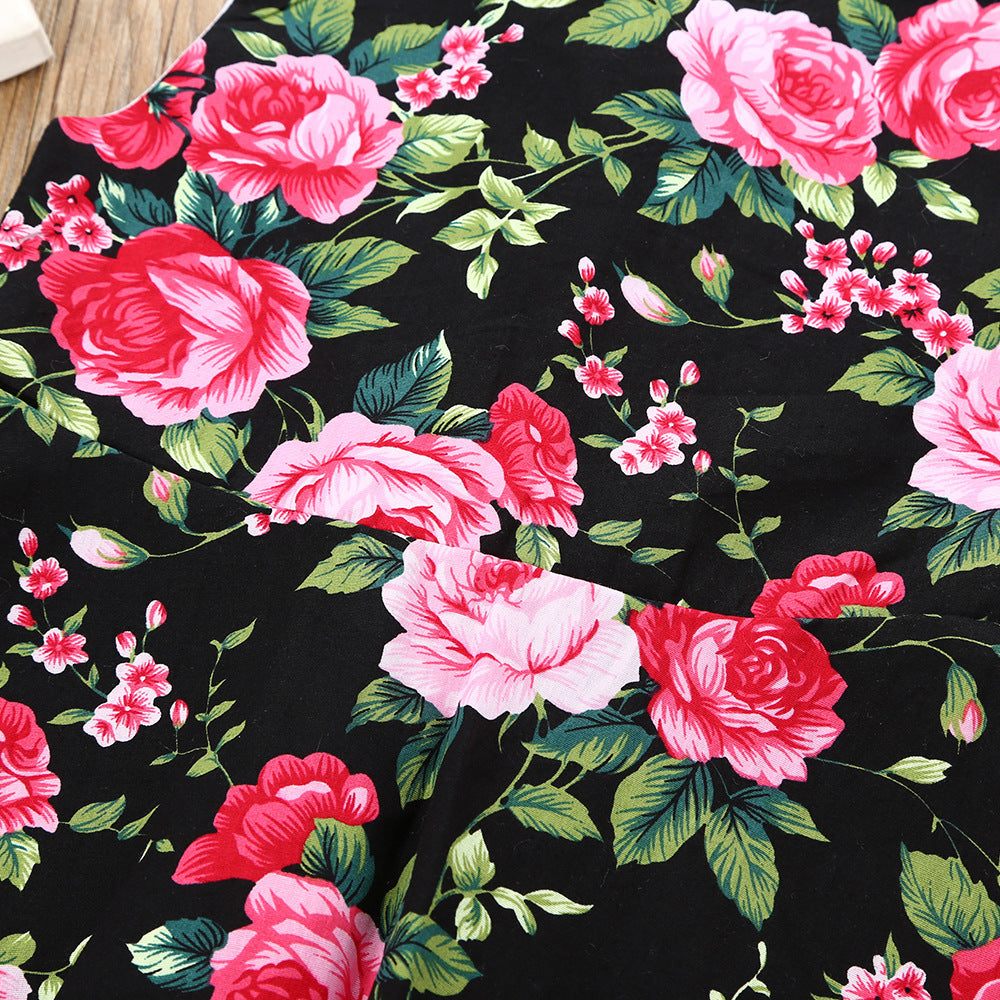 Summer Floral Dress for Toddler Girls with Bow Headband