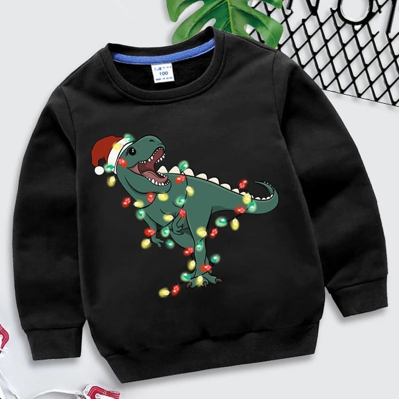Children's Red Cotton Christmas Sweater for Autumn