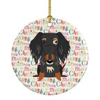 Merry Christmas Wire Haired Dachshund Dapple Ceramic Ornament
