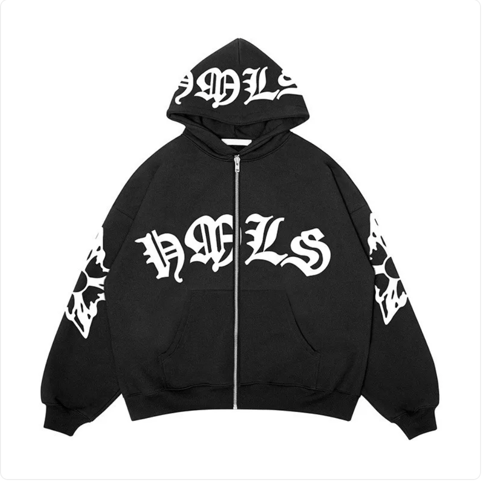 Gothic Letter Print Hoodie | Streetwear