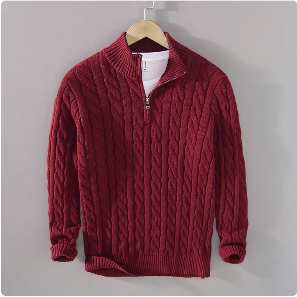 Men's Loose Zip Knit Sweater Pullover