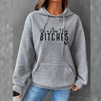 Loose Long Sleeve Hooded Sweater with Patch Pockets