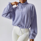 Women's Loose Stand Collar Cashmere Sports Coat