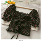 Floral Ruffled Tops for Women - Elegant Chic Crop Top