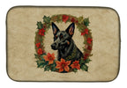 Australian Kelpie Christmas Flowers Dish Drying Mat