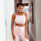 2020 Summer Women's Ribbed Crop Top and Flare Pants Set