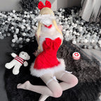 Red Christmas Lingerie Dress for Women with Sheer Design