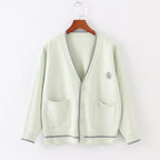 2024 Girls' Long Sleeve V-neck Knitted Sweater Cardigan