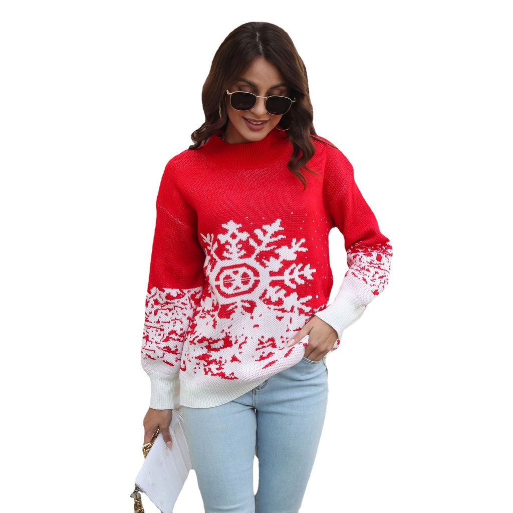 Women's Christmas Sweater with Lantern Sleeves