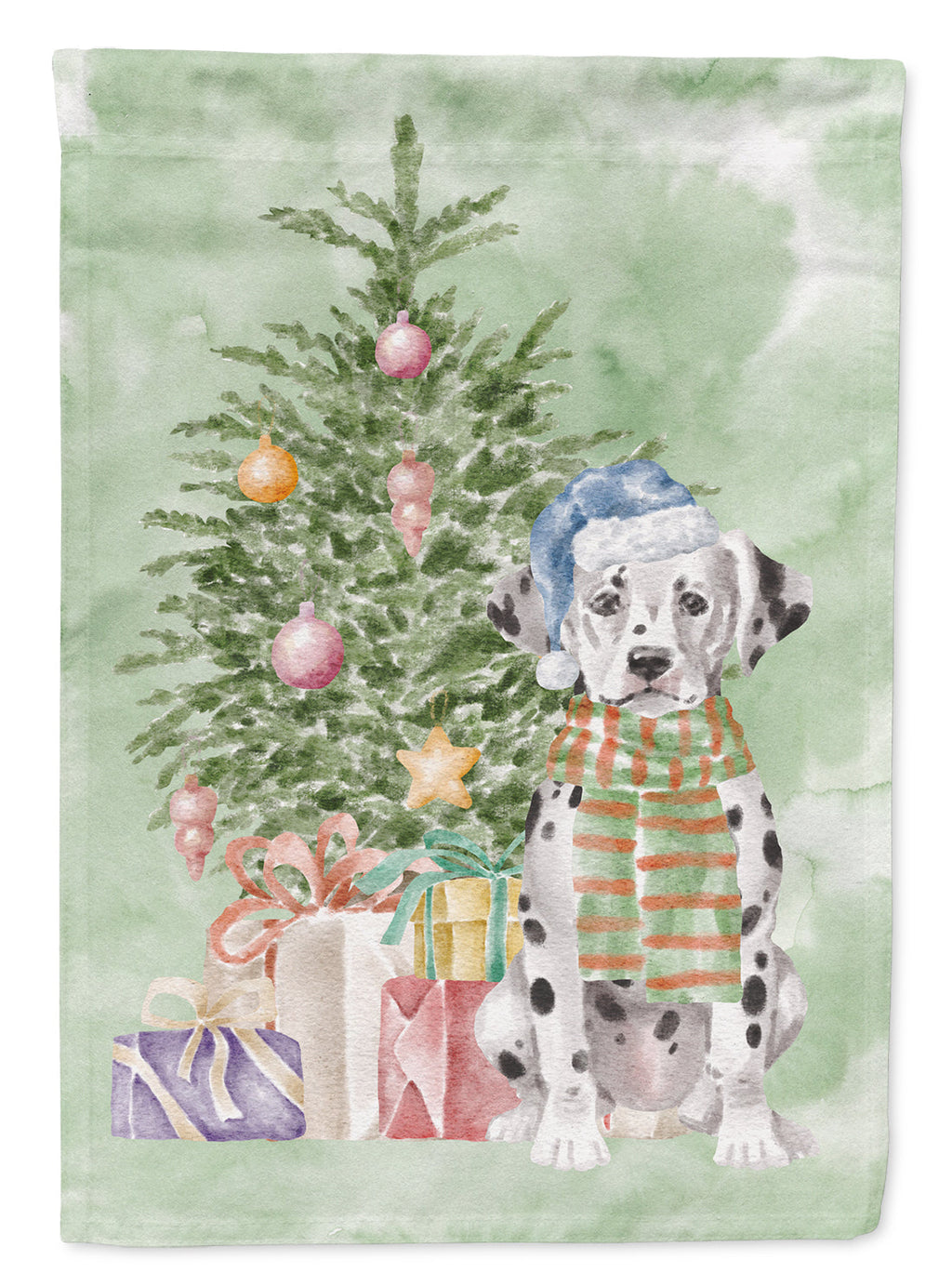 Dalmatian Puppy Christmas Presents and Tree Garden Flag