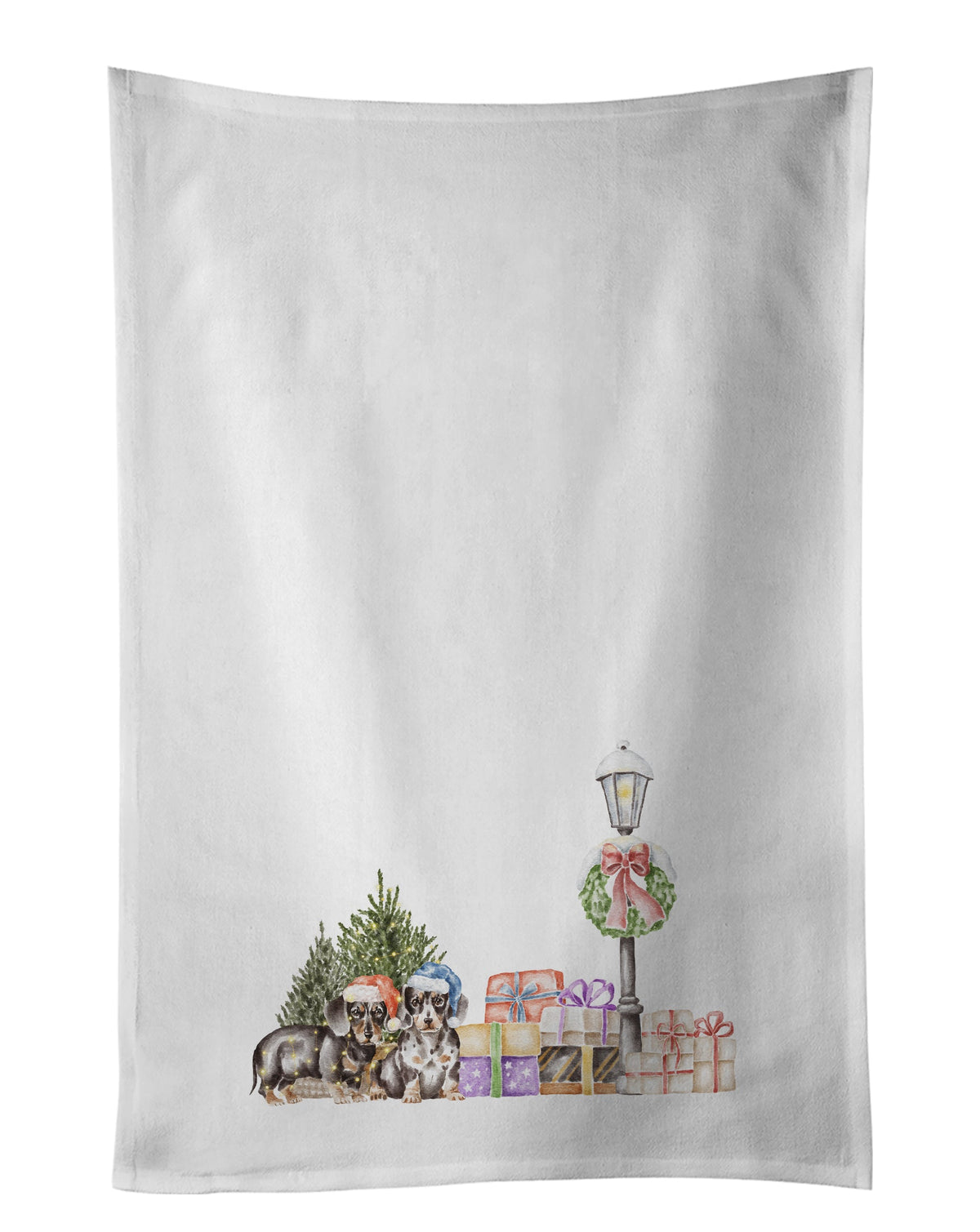 Dachshund Duo with Christmas Wonderland Kitchen Towel Set of 2