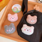 Cute Teddy Curly Hair Bear Plush Brooch for Bags