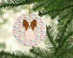 Merry Christmas Papillon Red White Ceramic Ornament