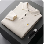 Men's Solid Color Polo Collar Knitted Cardigan