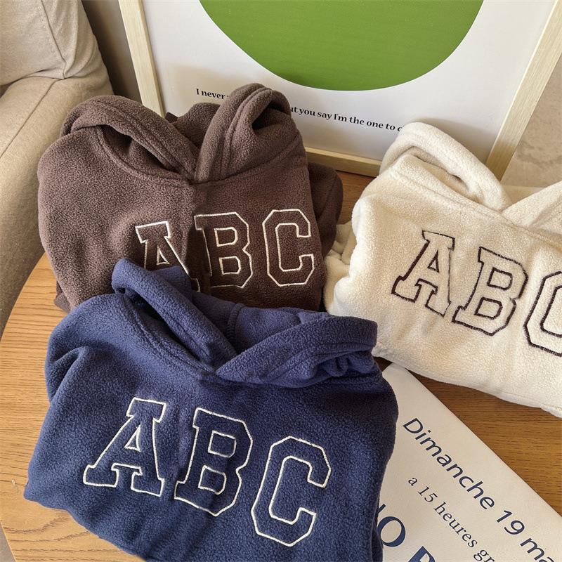 Kids' Autumn Winter Fleece Letter Sweatshirt Set