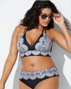 Plus Size Floral Back Tie Bikini Swimsuit for Women