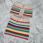 Handmade Crochet Bikini Beach Skirt Set with Stripes