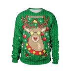 Reindeer Digital Christmas Crewneck Sweatshirt | Streetwear
