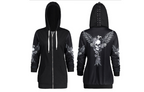 Hooded Long-Sleeved Sweater with Wing Print