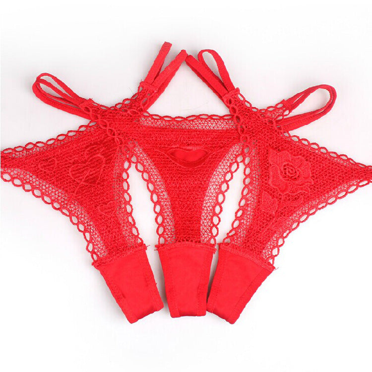 Lingerie Set with Rose Design - Women's Thong