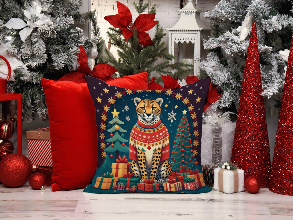 Cheetah Christmas Throw Pillow