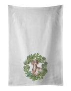 Dachshund Red Christmas Wreath Kitchen Towel Set of 2