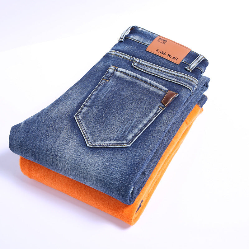 Men's Slim Fit Stretch Fleece Straight Jeans