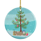 Grey Domestic Mouse Merry Christmas Ceramic Ornament