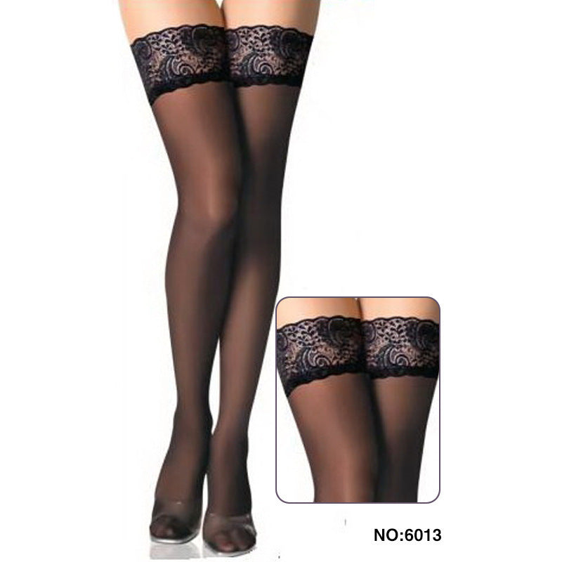 Large Lace Black Stockings with Garter (European & American)