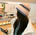 Japanese Thick Striped Wool Peplum Wrap for Warmth