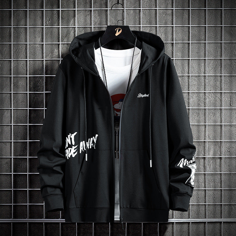 Men's Casual Hooded Cardigan Sweater for Spring/Fall