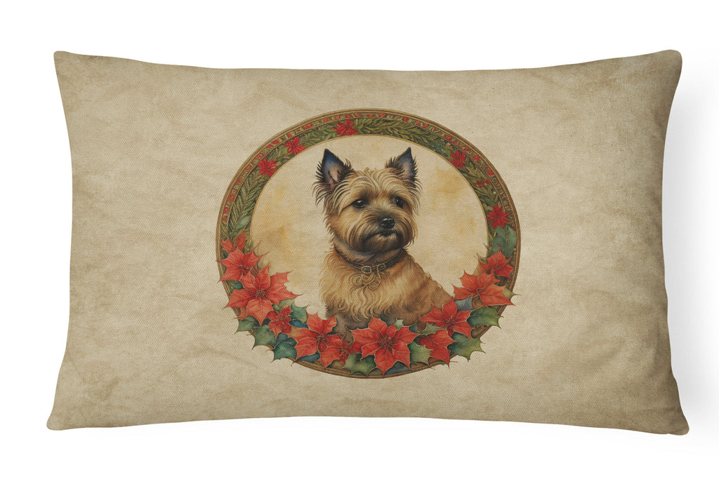 Cairn Terrier Christmas Flowers Throw Pillow
