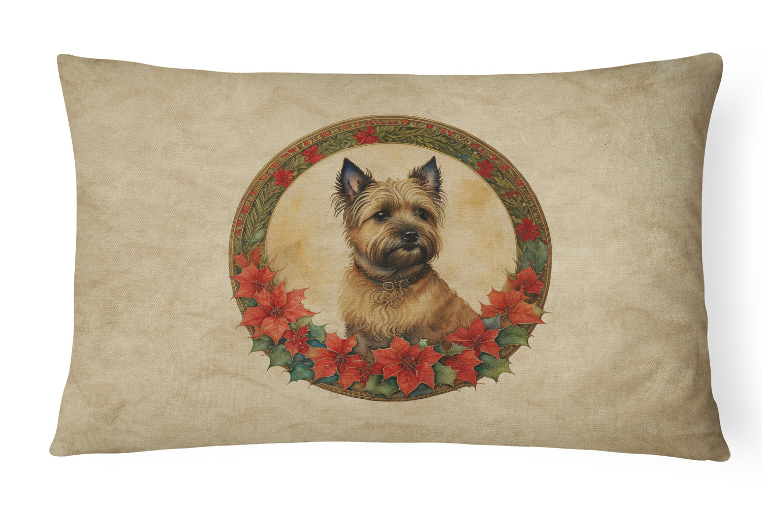 Cairn Terrier Christmas Flowers Throw Pillow