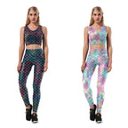 Long Sleeve Mermaid Print Swimsuit & Yoga Outfit