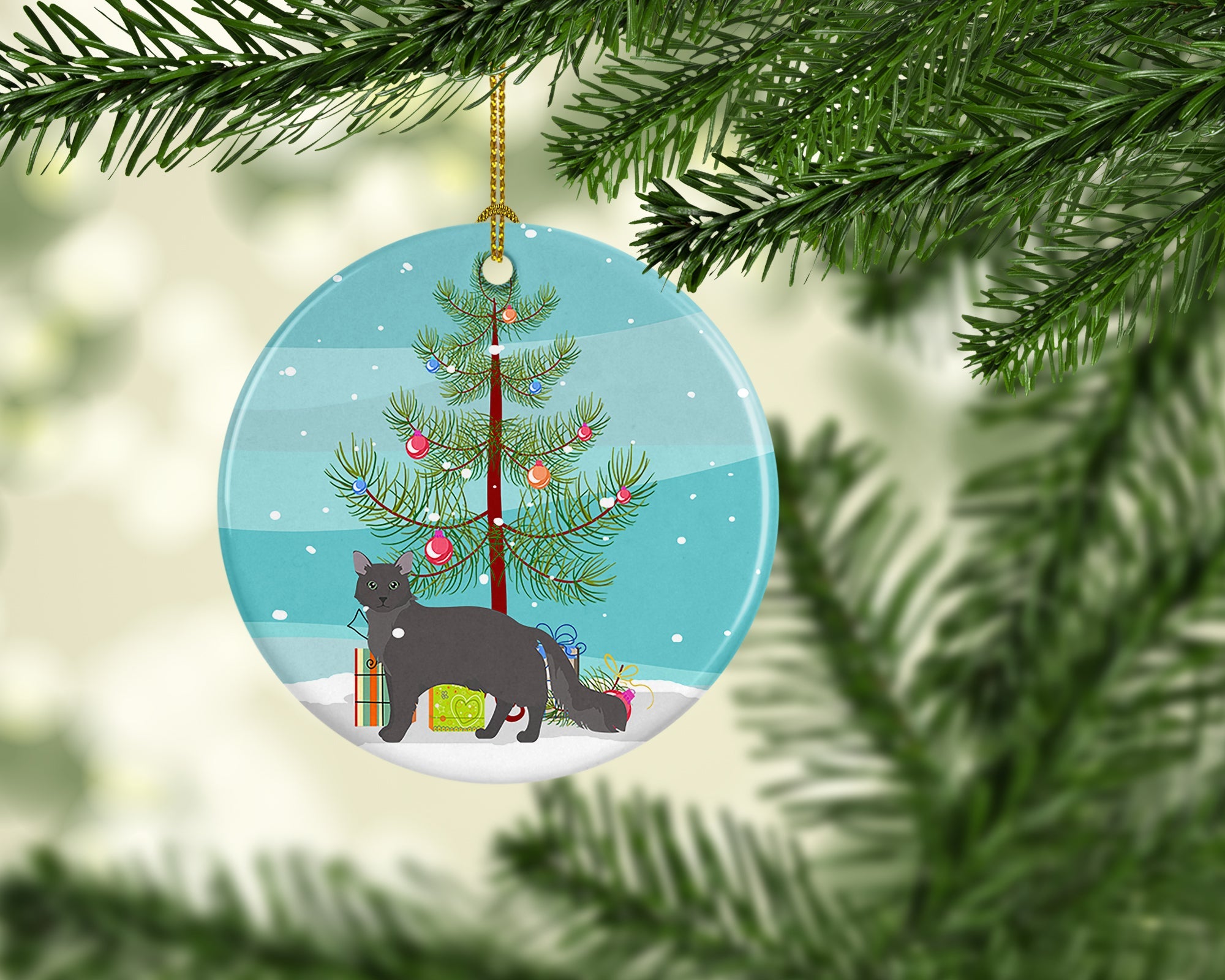 Nebelung Cat Christmas Ceramic Ornament
