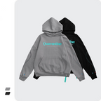 Street English print hooded plus fleece sweater